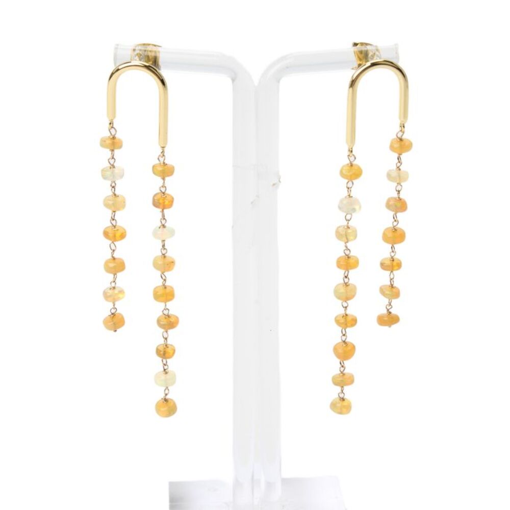 Alexis Bittar Womens Gold Plated Ethiopian Opal U Dangle Earrings OS